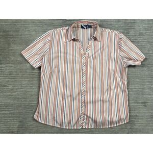 DCC Missy Top Womens Large Multicolor Button Up Short Sleeve Stretch